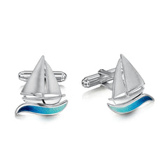 Orkney Yole Cufflinks in Tempest Enamel by Sheila Fleet Jewellery