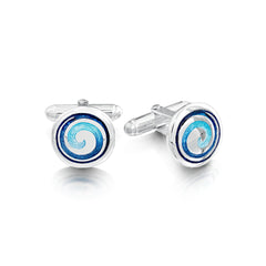 Surfbreaker Enamel Cufflinks in Sterling Silver by Sheila Fleet Jewellery