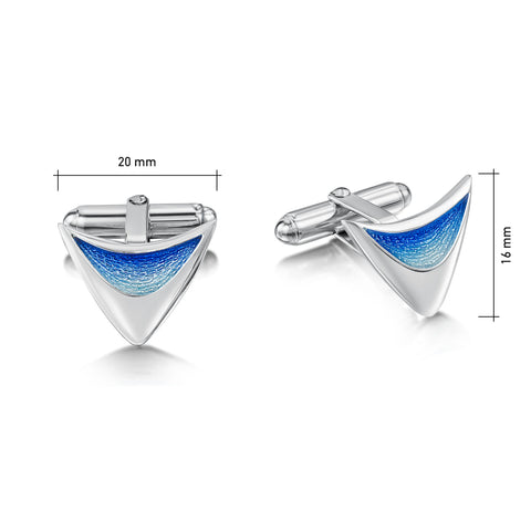 Wing Sterling Silver Cufflinks in Sky Enamel by Sheila Fleet Jewellery