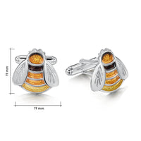Great Yellow Bumblebee Enamel Cufflinks in Sterling Silver by Sheila Fleet Jewellery