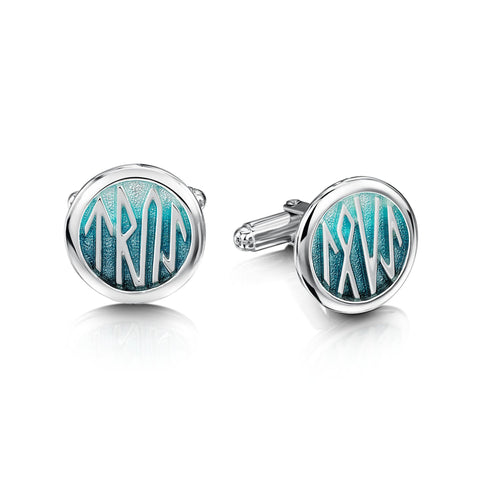 Runic Large Cufflinks in Storm Enamel by Sheila Fleet Jewellery