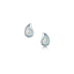 Paisley Leaf Petite Stud Diamond Earrings in Frozen Enamel by Sheila Fleet Jewellery