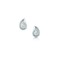 Paisley Leaf Petite Stud Diamond Earrings in Frozen Enamel by Sheila Fleet Jewellery
