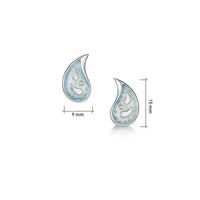 Paisley Leaf Small Stud Diamond Earrings in Frozen Enamel by Sheila Fleet Jewellery