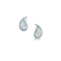 Paisley Leaf Small Stud Diamond Earrings in Frozen Enamel by Sheila Fleet Jewellery