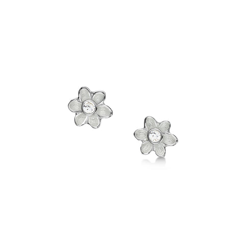 Diamond Daisies Petite Stud Earrings in Crystal Enamel by Sheila Fleet Jewellery