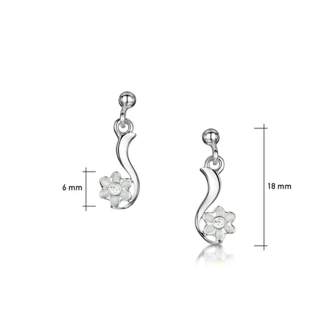 Diamond Daisies Petite Drop Earrings in Crystal Enamel by Sheila Fleet Jewellery