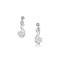 Diamond Daisies Petite Drop Earrings in Crystal Enamel by Sheila Fleet Jewellery