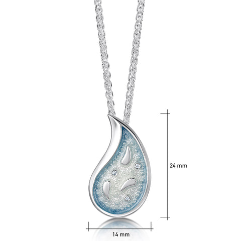 Paisley Leaf Diamond Pendant in Frozen Enamel by Sheila Fleet Jewellery