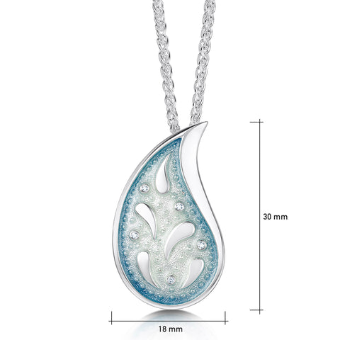 Paisley Leaf Diamond Dress Pendant in Frozen Enamel
