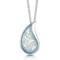 Paisley Leaf Diamond Dress Pendant in Frozen Enamel