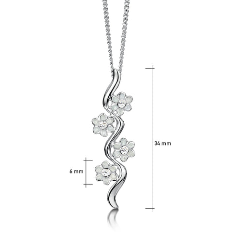 Diamond Daisies 4-flower Pendant in Crystal Enamel by Sheila Fleet Jewellery