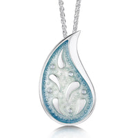 Paisley Leaf Diamond Occasion Pendant in Frozen Enamel by Sheila Fleet Jewellery