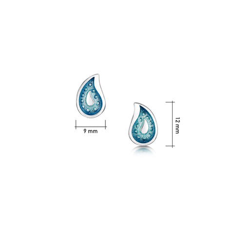 Paisley Leaf Petite Stud Earrings in Verdi Enamel