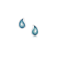 Paisley Leaf Petite Stud Earrings in Verdi Enamel by Sheila Fleet Jewellery