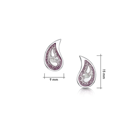 Paisley Leaf Small Stud Earrings in Champagne Enamel