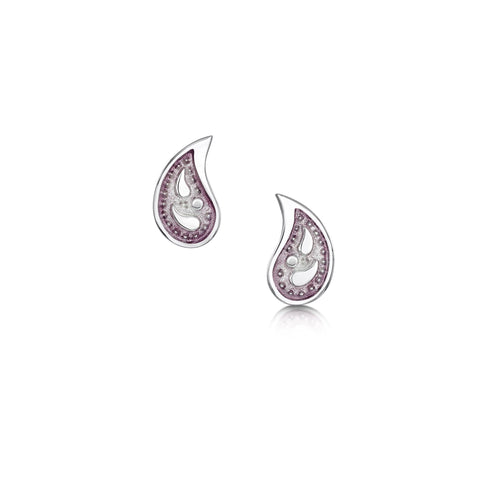 Paisley Leaf Enamel Stud Earrings in Champagne Enamel by Sheila Fleet Jewellery