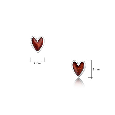 Secret Hearts Enamel Stud Earrings in Sterling Silver by Sheila Fleet Jewellery