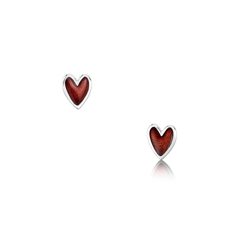 Secret Hearts Enamel Stud Earrings in Sterling Silver by Sheila Fleet Jewellery