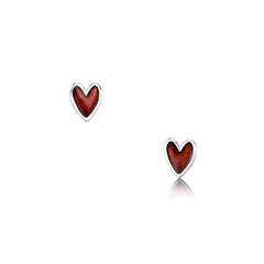 Secret Hearts Enamel Stud Earrings in Sterling Silver by Sheila Fleet Jewellery