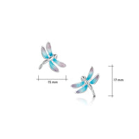 Dragonfly Enamelled Petite Stud Earrings in Sterling Silver