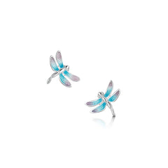 Dragonfly Enamelled Petite Stud Earrings in Sterling Silver