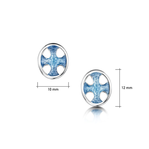 Cross of the Kirk Silver Stud Earrings in Cool Slate Enamel by Sheila Fleet Jewellery
