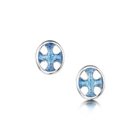 Cross of the Kirk Silver Stud Earrings in Cool Slate Enamel by Sheila Fleet Jewellery