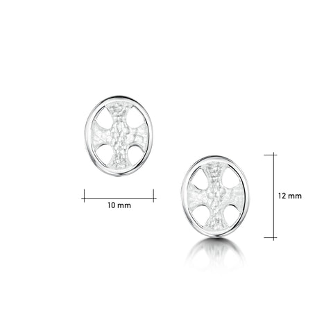 Cross of the Kirk Silver Stud Earrings in Crystal Enamel by Sheila Fleet Jewellery