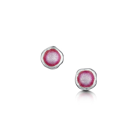Lunar Bright Petite Stud Earrings in Hot Pink Enamel by Sheila Fleet Jewellery