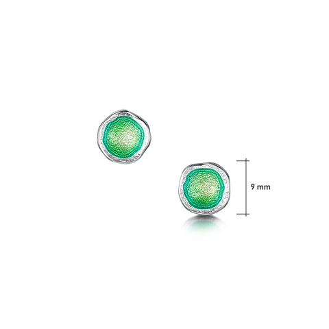 Lunar Bright Petite Stud Earrings in Spring Green Enamel