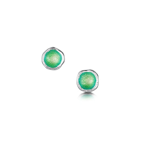 Lunar Bright Petite Stud Earrings in Spring Green Enamel by Sheila Fleet Jewellery