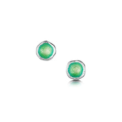 Lunar Bright Petite Stud Earrings in Spring Green Enamel by Sheila Fleet Jewellery