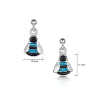 Bumblebee Small Drop Earrings in Blue Enamel by Sheila Fleet Jewellery