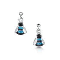 Bumblebee Small Drop Earrings in Blue Enamel by Sheila Fleet Jewellery