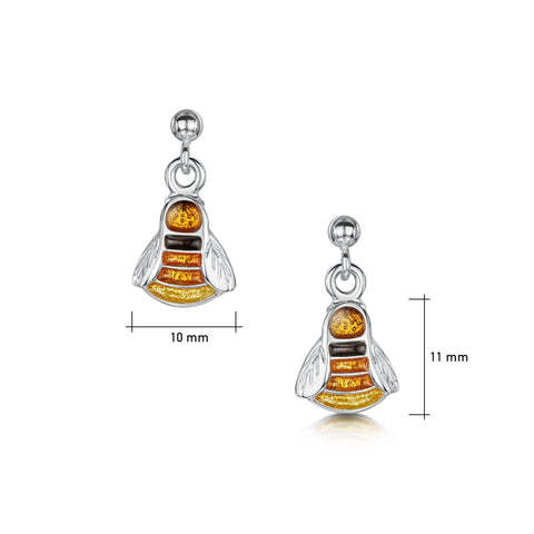 Great Yellow Bumblebee Small Drop Enamel Earrings by Sheila Fleet Jewellery
