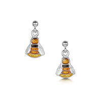 Great Yellow Bumblebee Small Drop Enamel Earrings by Sheila Fleet Jewellery