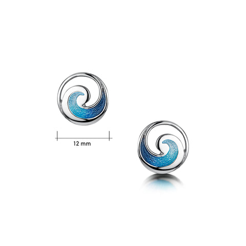 Pentland Enamel Small Stud Earrings in Sterling Silver