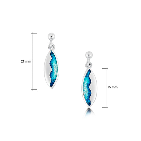Sands of Time Small Drop Earrings in Peacock Enamel