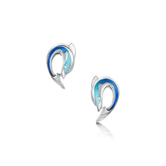 Dolphin Curve Stud Earrings in Ocean Enamel by Sheila Fleet Jewellery