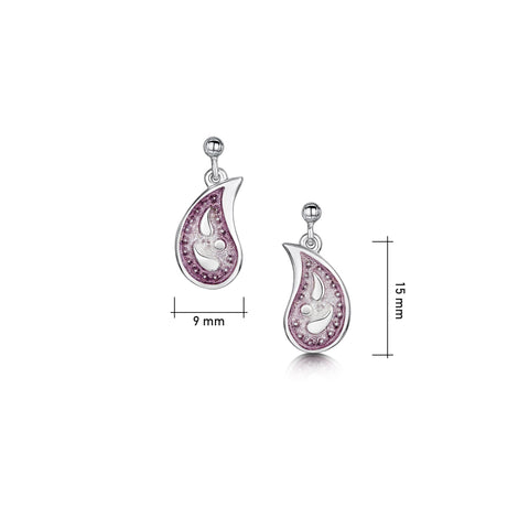 Paisley Leaf Small Drop Earrings in Champagne Enamel