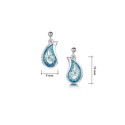 Paisley Leaf Small Drop Earrings in Verdi Enamel