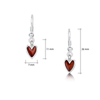 Secret Hearts Silver Drop Earrings in Red Enamel by Sheila Fleet Jewellery