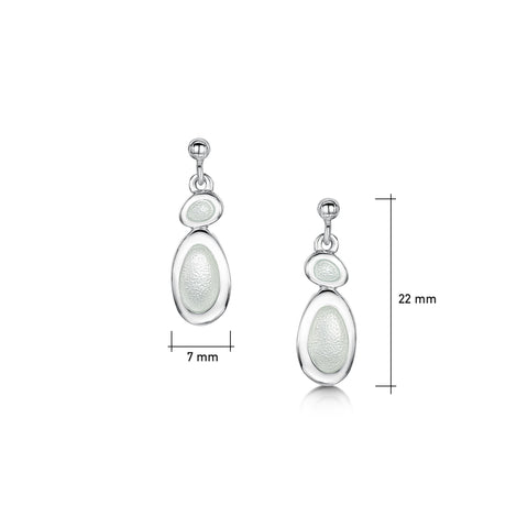Shoreline Pebble 2-pebble Drop Earrings in Crystal Enamel by Sheila Fleet Jewellery