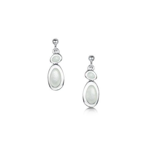 Shoreline Pebble 2-pebble Drop Earrings in Crystal Enamel by Sheila Fleet Jewellery