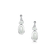 Shoreline Pebble 2-pebble Drop Earrings in Crystal Enamel by Sheila Fleet Jewellery