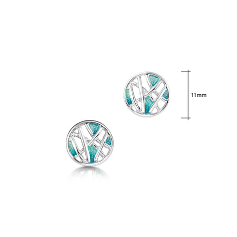 Small Creel Stud Earrings in Storm Enamel by Sheila Fleet Jewellery