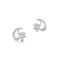 Snowdrop Sterling Silver Stud Earrings in Crystal Enamel by Sheila Fleet Jewellery