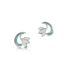 Snowdrop Sterling Silver Stud Earrings in Leaf Enamel by Sheila Fleet Jewellery