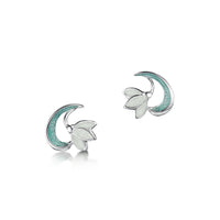 Snowdrop Sterling Silver Stud Earrings in Leaf Enamel by Sheila Fleet Jewellery